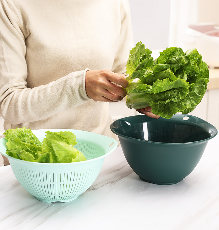 Double-Layer Plastic Drain Basket Washing Basin Washing Vegetable Basket Kitchen Household Living Room Fruit Basket Washing Fruit Vegetable Basket Fruit Plate