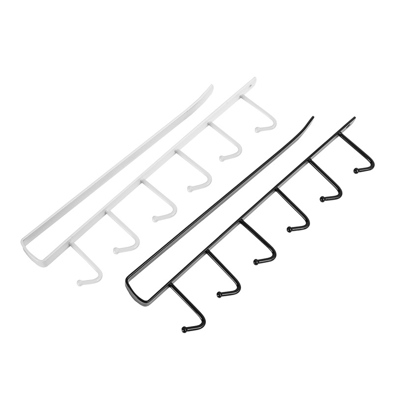 Iron Cabinet Storage Hanger Multi-Functional Hook Wardrobe Organizer Kitchen Seamless Nail-Free Hook 6 Hooks