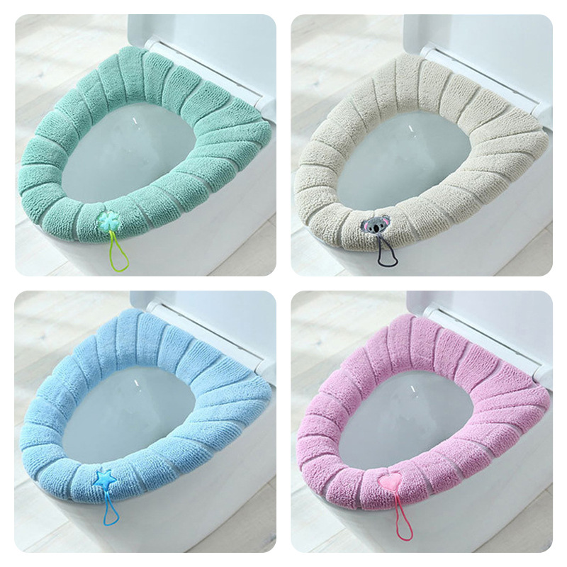 Home Toilet Seat Cover Toilet Handle Toilet Cushion Winter Warm Universal Toilet Seat Cover Removable and Washable Toilet Seat Cover