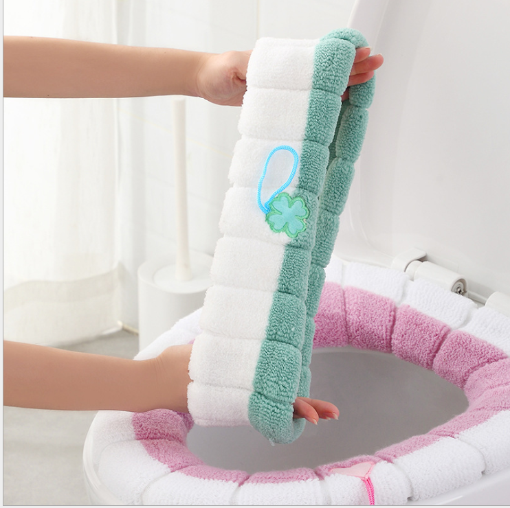 Seat Cushion Universal Plush Toilet Seat Cover Autumn and Winter Warm Toilet Seat Cover Cute Knitting Handle Toilet Mat