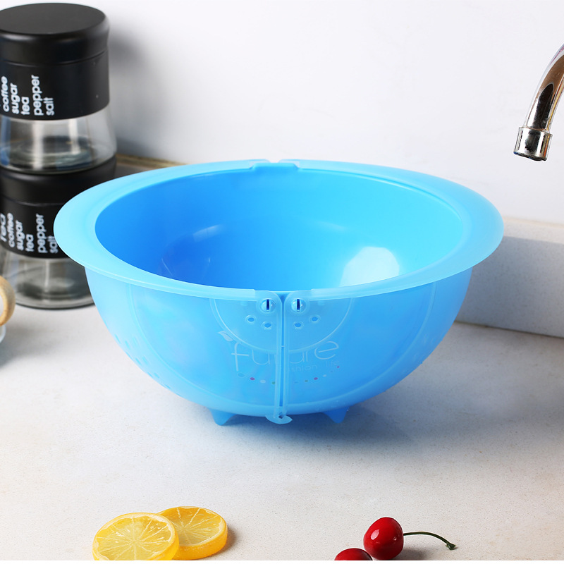 Creative Kitchen Flip Rotating Drain Basket Fruit and Vegetable Cleaning Basin Dish Washing Basket Plastic Large Drain Basket