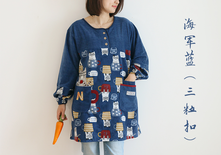 Daily Order Cute Cartoon Autumn and Winter Warm Apron Plush Homewear Overclothes Bib Antifouling Kitchen Long Sleeve Apron