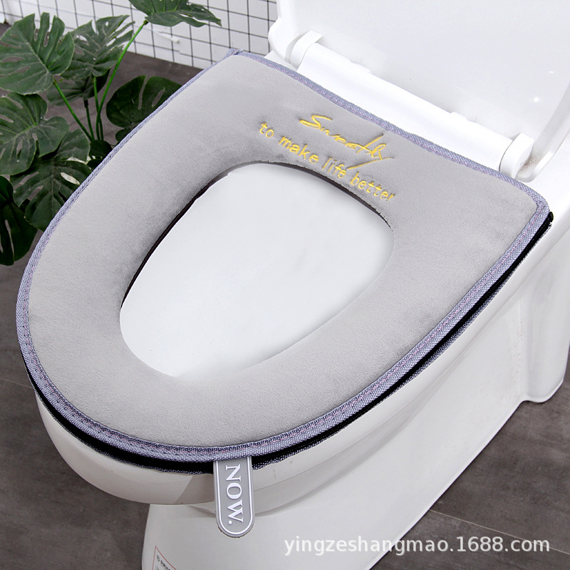 Nordic Warm Toilet Mat Closestool Cushion Winter Toilet Seat Cover Toilet Seat plus Velvet Thickened Zipper Factory Wholesale