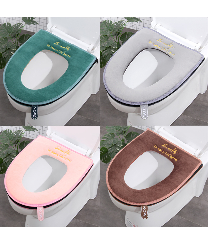 Nordic Warm Toilet Mat Closestool Cushion Winter Toilet Seat Cover Toilet Seat plus Velvet Thickened Zipper Factory Wholesale