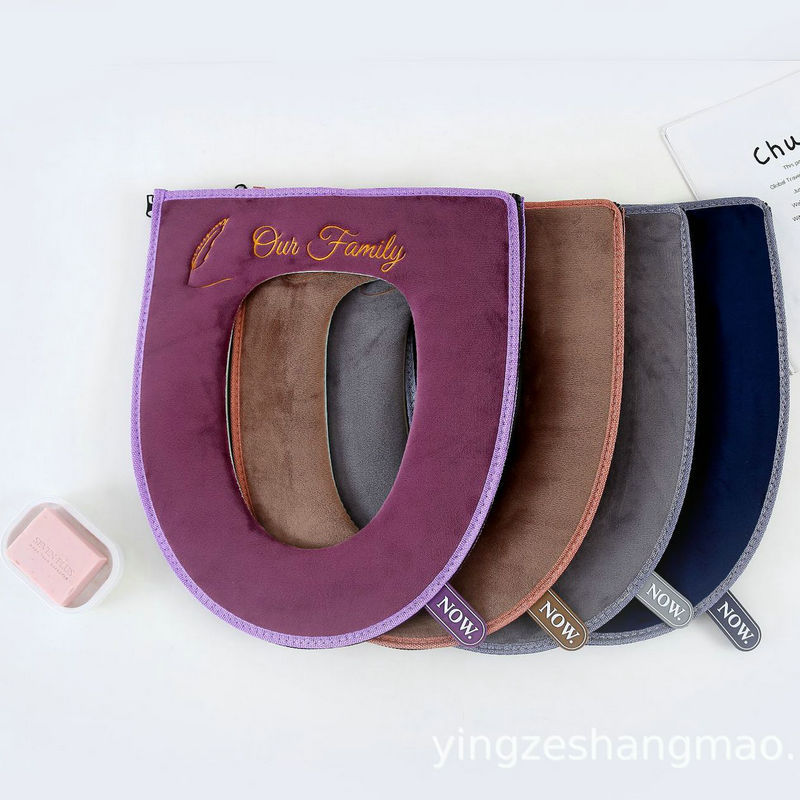Nordic Warm Toilet Mat Closestool Cushion Winter Toilet Seat Cover Toilet Seat plus Velvet Thickened Zipper Factory Wholesale