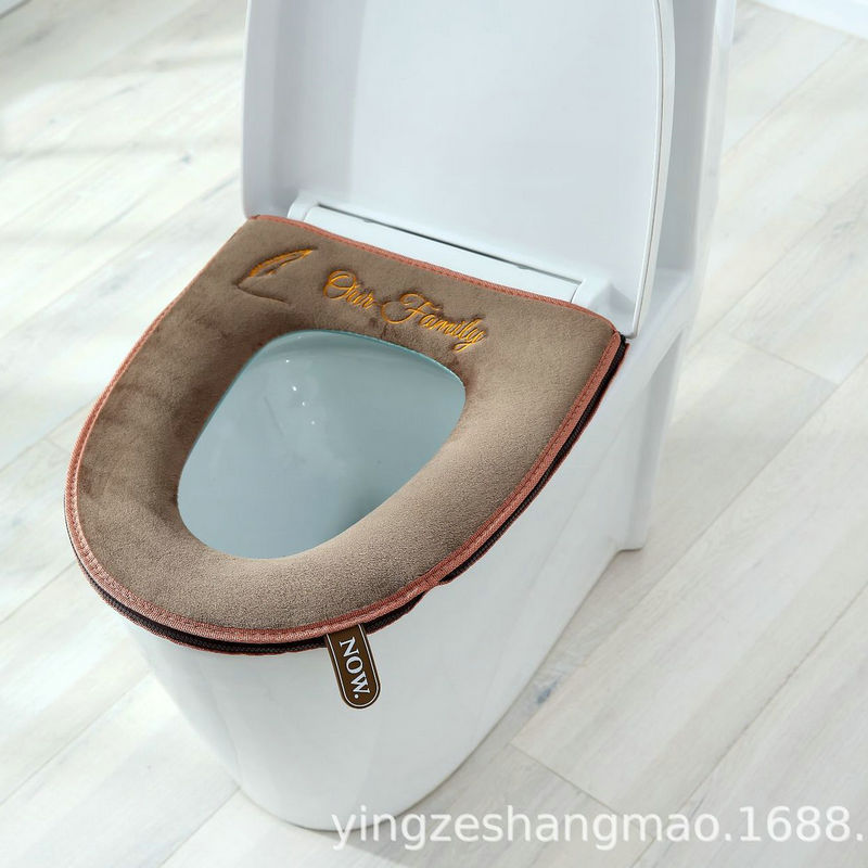 Nordic Warm Toilet Mat Closestool Cushion Winter Toilet Seat Cover Toilet Seat plus Velvet Thickened Zipper Factory Wholesale