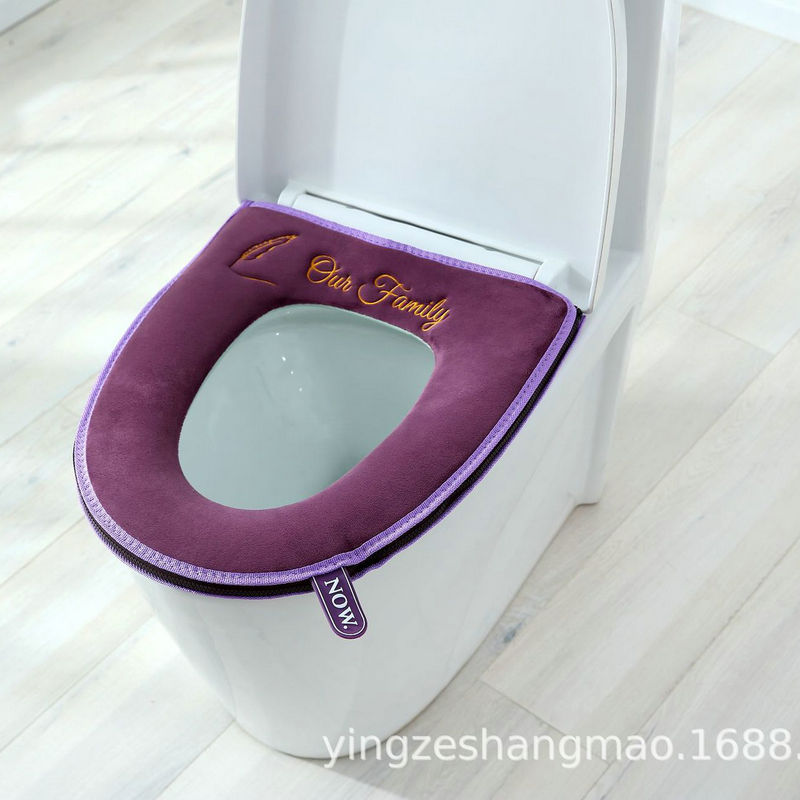 Nordic Warm Toilet Mat Closestool Cushion Winter Toilet Seat Cover Toilet Seat plus Velvet Thickened Zipper Factory Wholesale