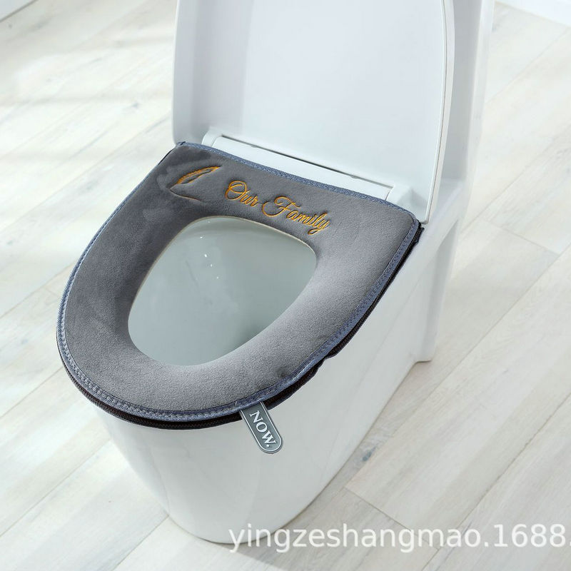 Nordic Warm Toilet Mat Closestool Cushion Winter Toilet Seat Cover Toilet Seat plus Velvet Thickened Zipper Factory Wholesale
