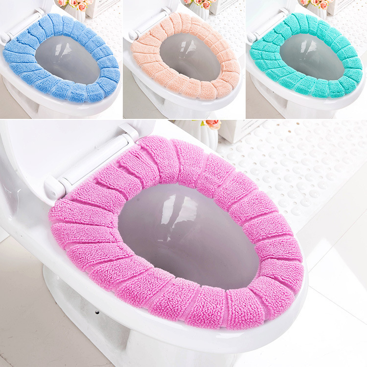 Universal Washable Toilet Cushion Seat Cushion Household Fleece-Lined Warm Toilet Seat Cover Winter Thickened Toilet Seat Cover Toilet Seat