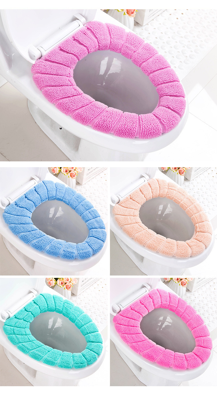 Universal Washable Toilet Cushion Seat Cushion Household Fleece-Lined Warm Toilet Seat Cover Winter Thickened Toilet Seat Cover Toilet Seat