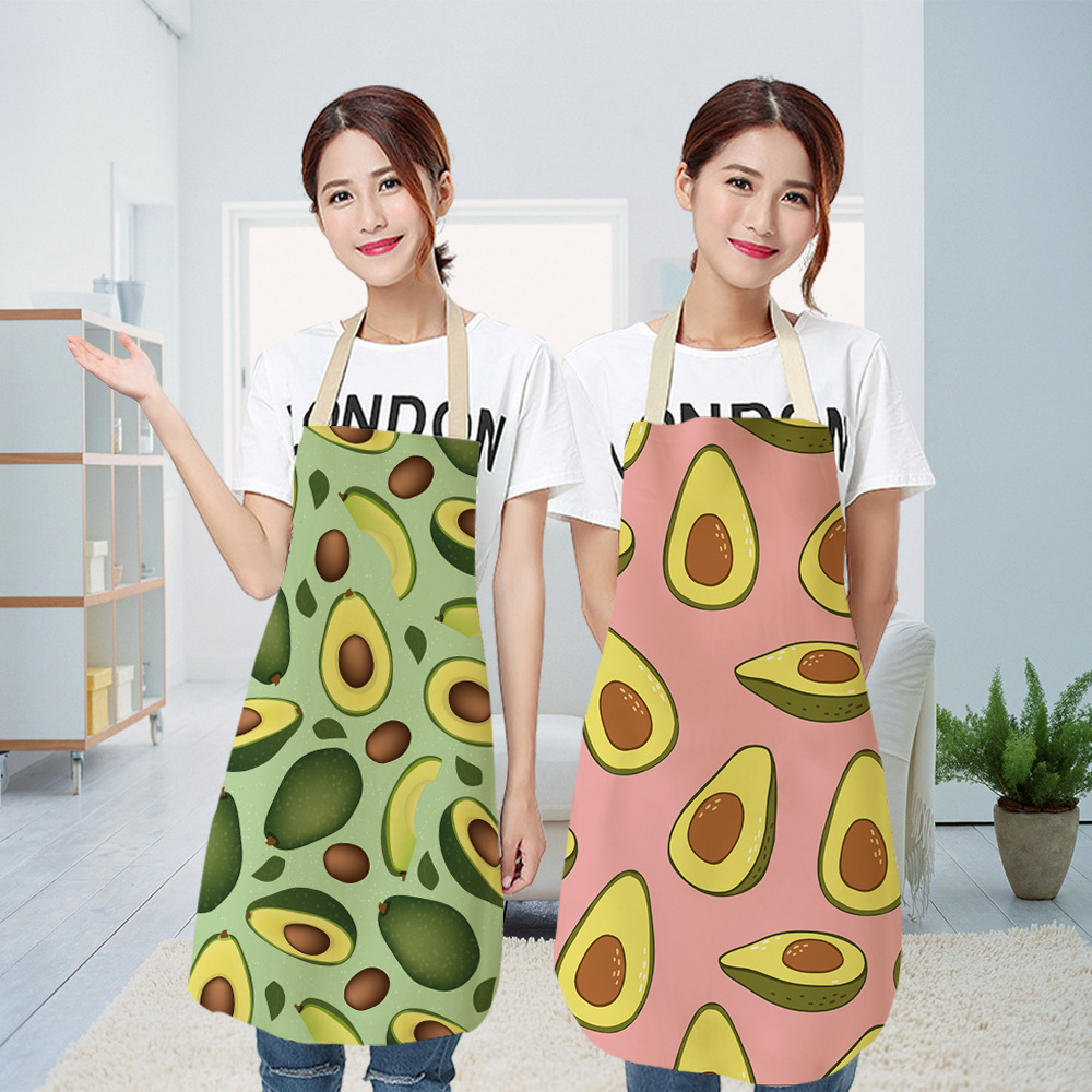 Cute Avocado Cartoon Pattern Women&#039;s Apron Korean Fashion Kitchen Cooking Half-Length Men Sleeveless Apron