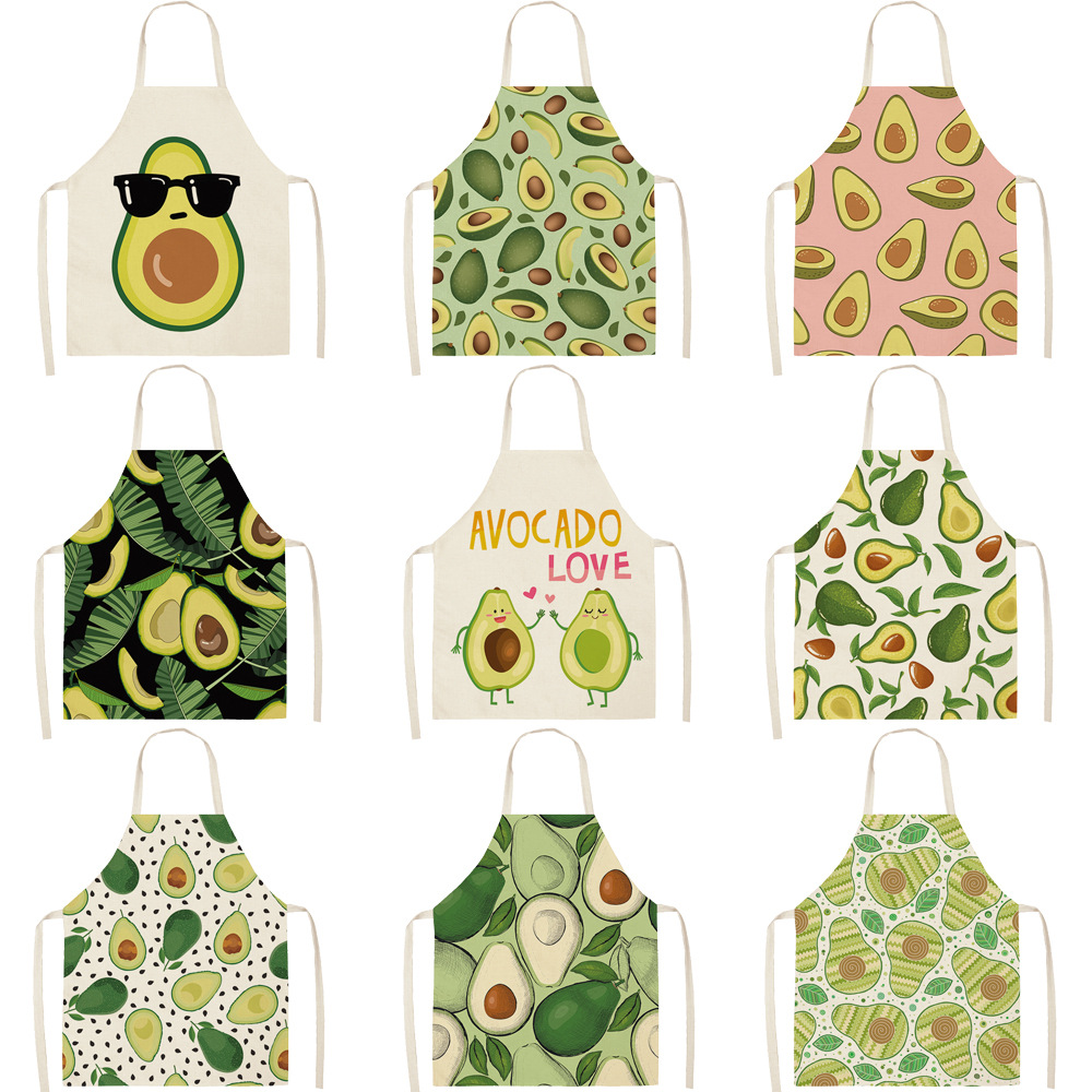 Cute Avocado Cartoon Pattern Women&#039;s Apron Korean Fashion Kitchen Cooking Half-Length Men Sleeveless Apron
