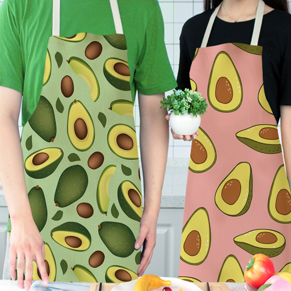 Cute Avocado Cartoon Pattern Women&#039;s Apron Korean Fashion Kitchen Cooking Half-Length Men Sleeveless Apron