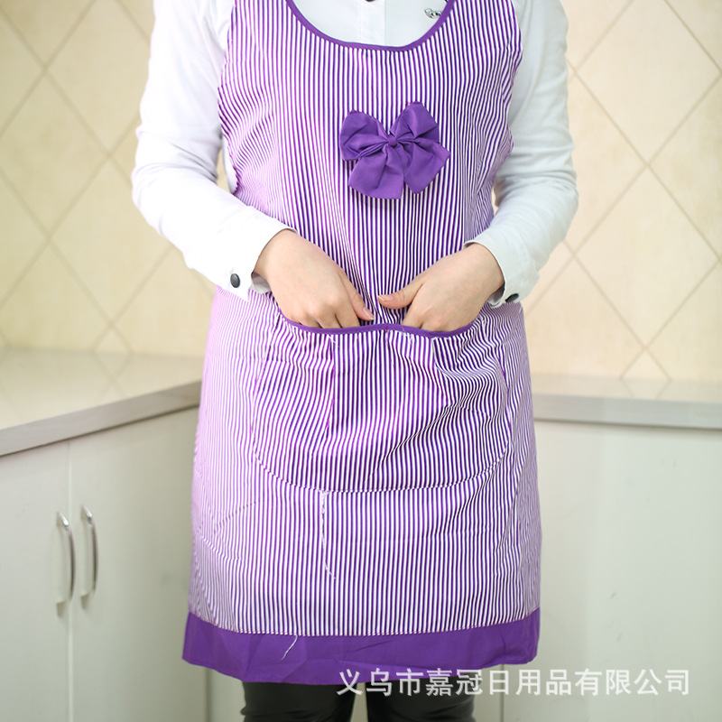 The Korean version of the lady without sleeves and modern striped princess aprons with a non-woven household apron to 