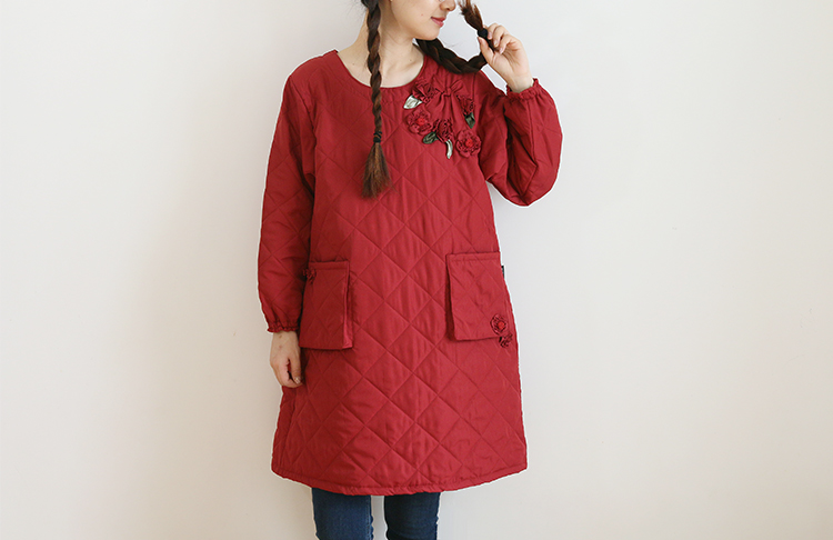 Daily Order Autumn and Winter Thick Warm Quilted Quilted Overclothes Bib Kitchen Baking Floral Painting Long Sleeve Apron Daily Order Autumn and Winter Thick Warm Quilted Quilted Overclothes Bib Kitchen Baking Floral Painting Long Sleeve Apron