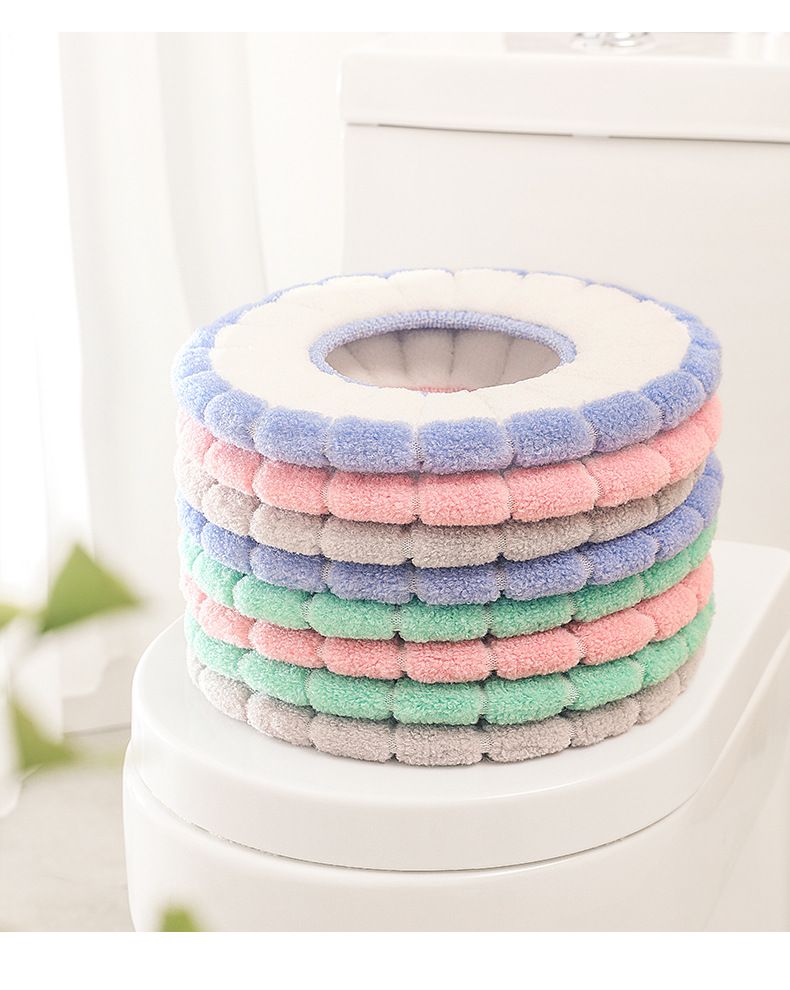 Winter Toilet Seat Cushion Household Plush Thickened Toilet Washer Four Seasons Universal Toilet Seat Cover Toilet Mat