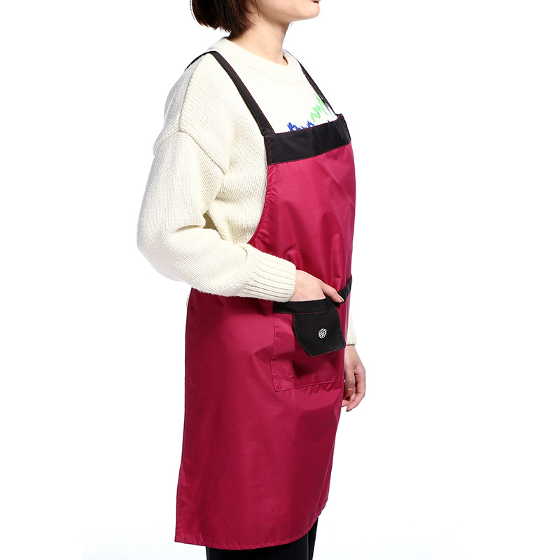 Fashionable home apron plain coloured suspender apron pocket waterproof and anti multi - function adirect sales.