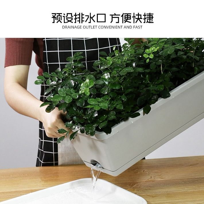 Planting Basin Horun Basin Long Flower Pot Rectangular Balcony Vegetable Planting Artifact Indoor Extra Large Planting Trough Railing Plastic