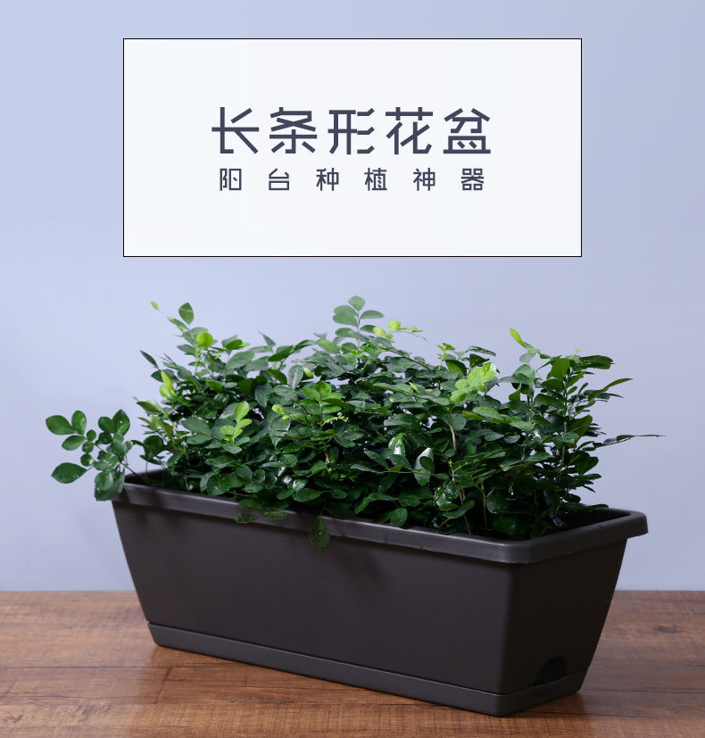 Planting Basin Horun Basin Long Flower Pot Rectangular Balcony Vegetable Planting Artifact Indoor Extra Large Planting Trough Railing Plastic