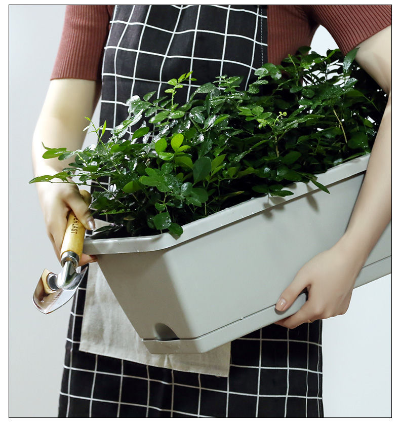 Planting Basin Horun Basin Long Flower Pot Rectangular Balcony Vegetable Planting Artifact Indoor Extra Large Planting Trough Railing Plastic
