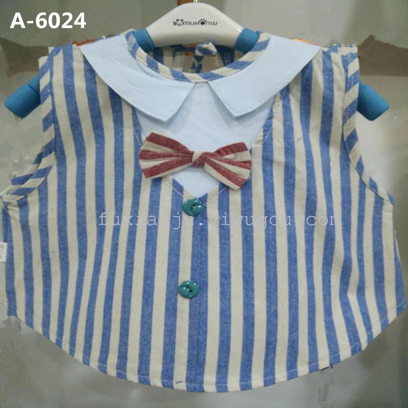 The new children bib stripes Lapel cotton waterproof apron
