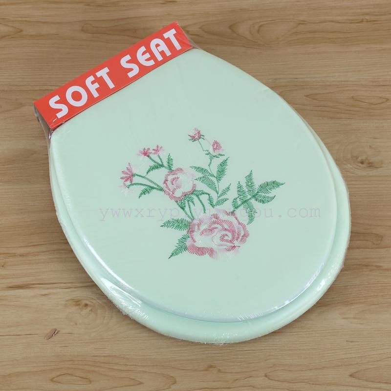 Toilet seat toilet lid PVC sponge soft toilet seat cushion embroidery mat
