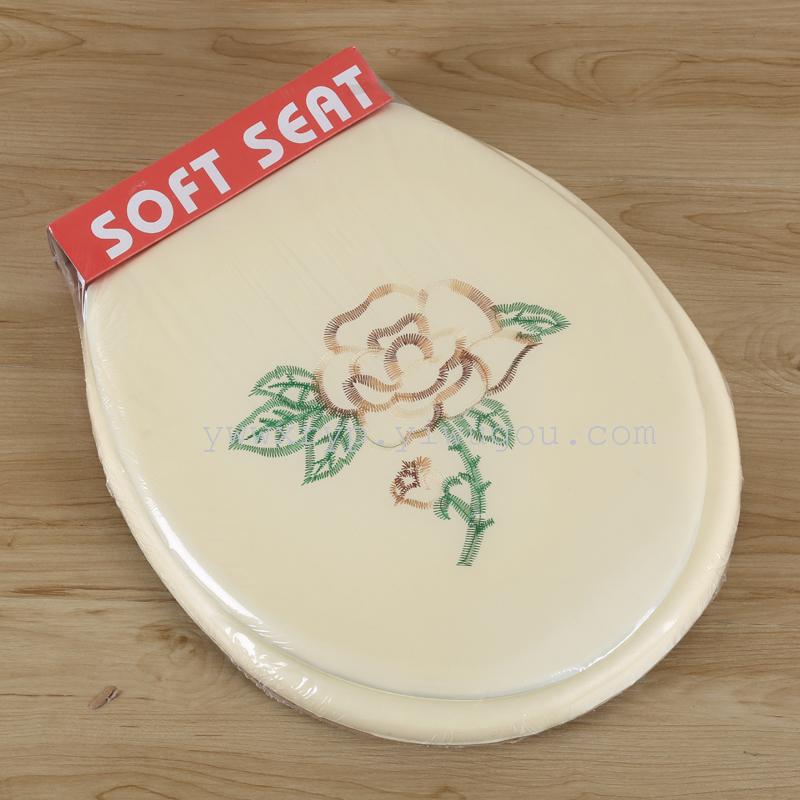 Toilet seat toilet lid PVC sponge soft toilet seat cushion embroidery mat