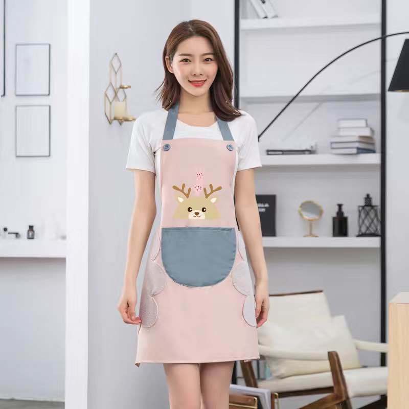 Household Erasable Hand Apron Female Kitchen Waterproof Oil-Proof Fashion Apron Adult Chef Cooking Work Overclothes Male