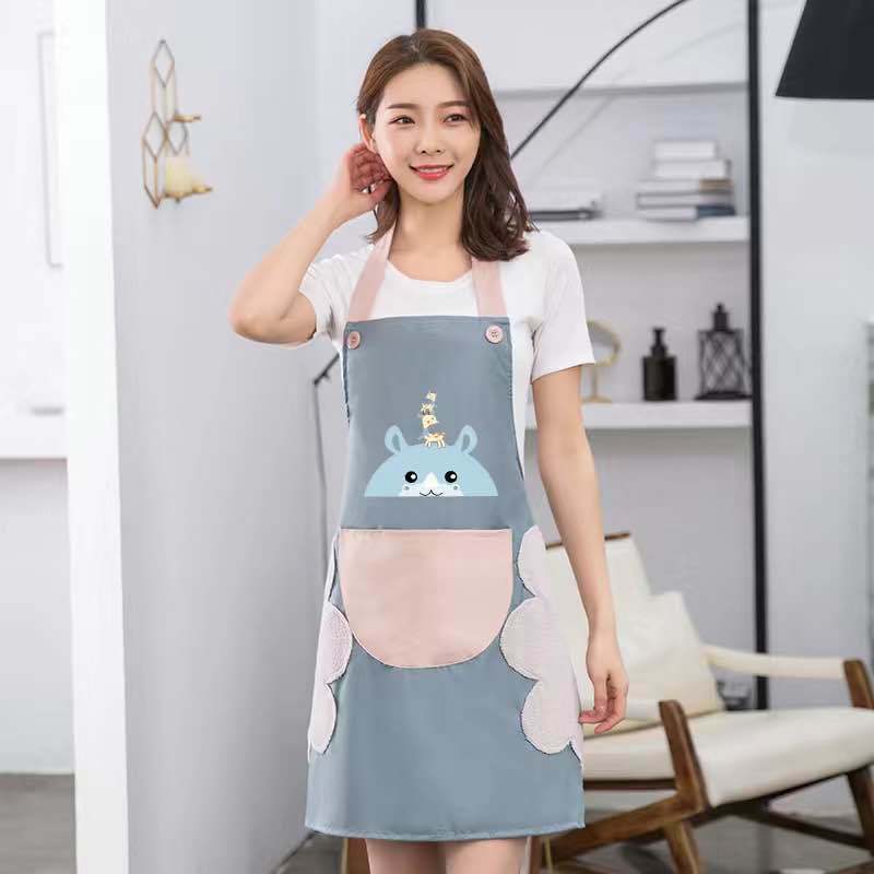 Household Erasable Hand Apron Female Kitchen Waterproof Oil-Proof Fashion Apron Adult Chef Cooking Work Overclothes Male