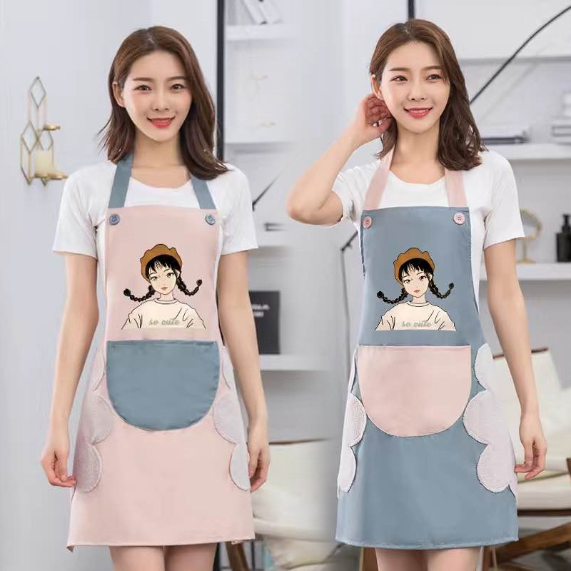 Household Erasable Hand Apron Female Kitchen Waterproof Oil-Proof Fashion Apron Adult Chef Cooking Work Overclothes Male