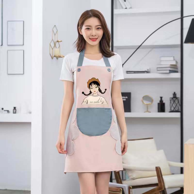 Household Erasable Hand Apron Female Kitchen Waterproof Oil-Proof Fashion Apron Adult Chef Cooking Work Overclothes Male