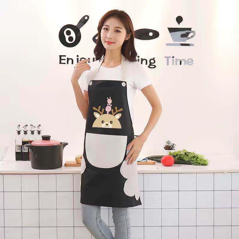 Household Erasable Hand Apron Female Kitchen Waterproof Oil-Proof Fashion Apron Adult Chef Cooking Work Overclothes Male