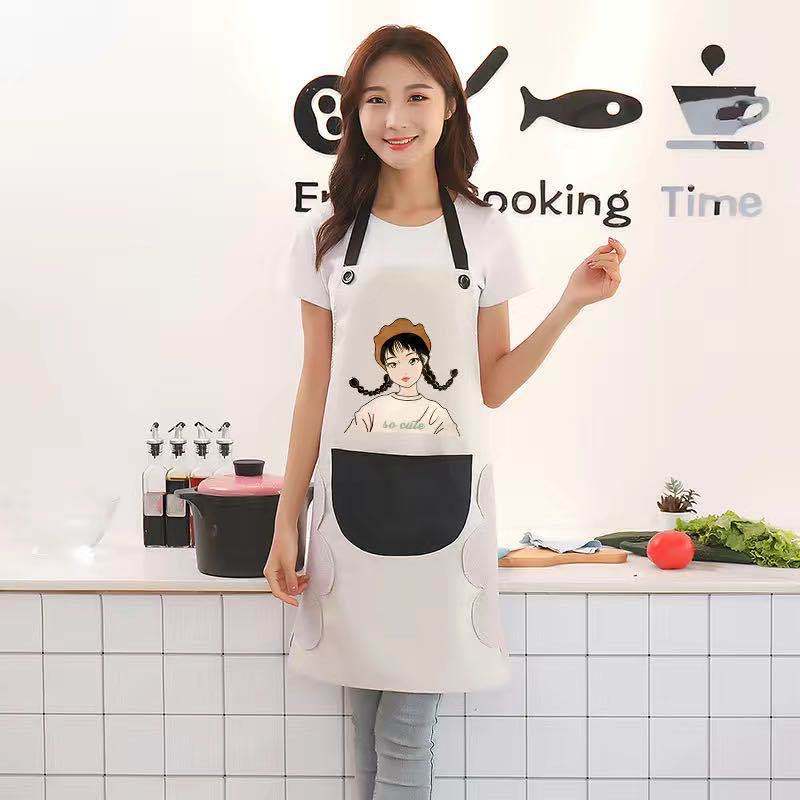 Household Erasable Hand Apron Female Kitchen Waterproof Oil-Proof Fashion Apron Adult Chef Cooking Work Overclothes Male