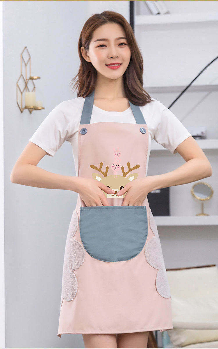 Household Erasable Hand Apron Female Kitchen Waterproof Oil-Proof Fashion Apron Adult Chef Cooking Work Overclothes Male