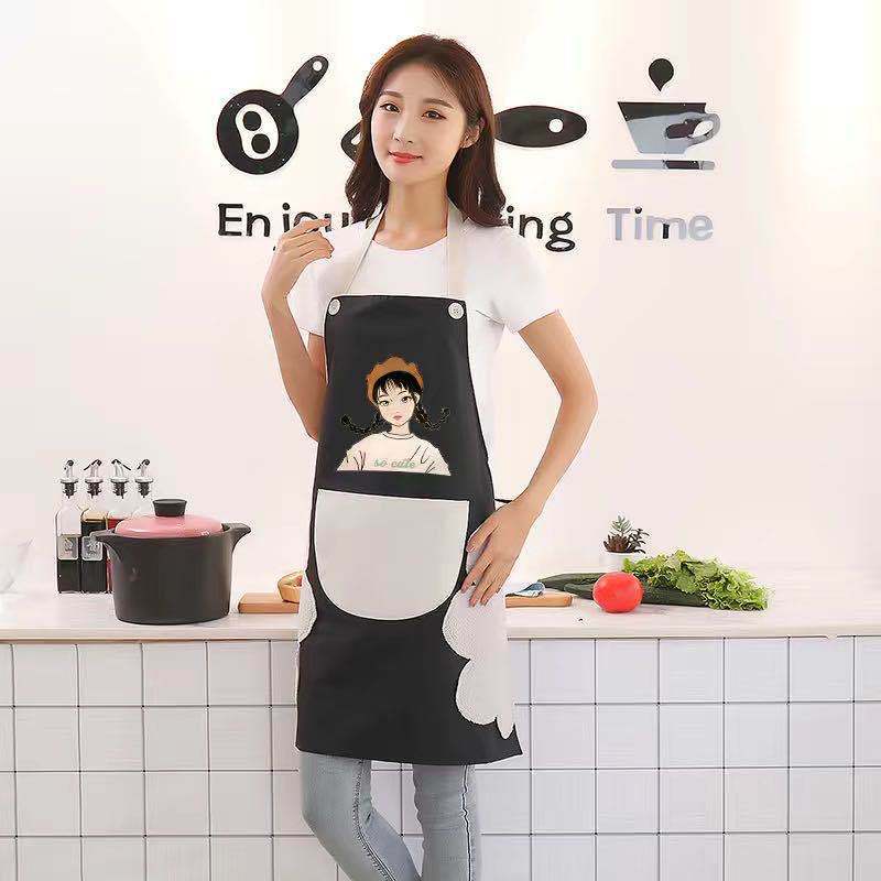 Household Erasable Hand Apron Female Kitchen Waterproof Oil-Proof Fashion Apron Adult Chef Cooking Work Overclothes Male
