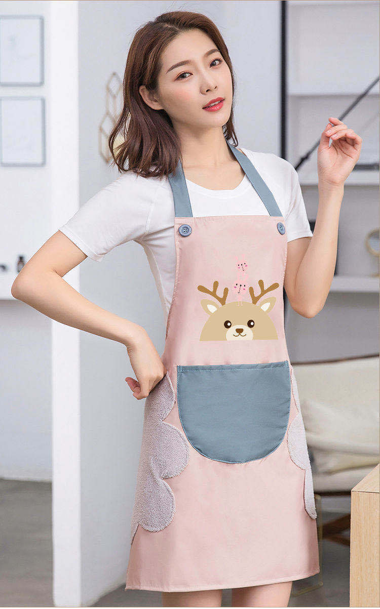Household Erasable Hand Apron Female Kitchen Waterproof Oil-Proof Fashion Apron Adult Chef Cooking Work Overclothes Male