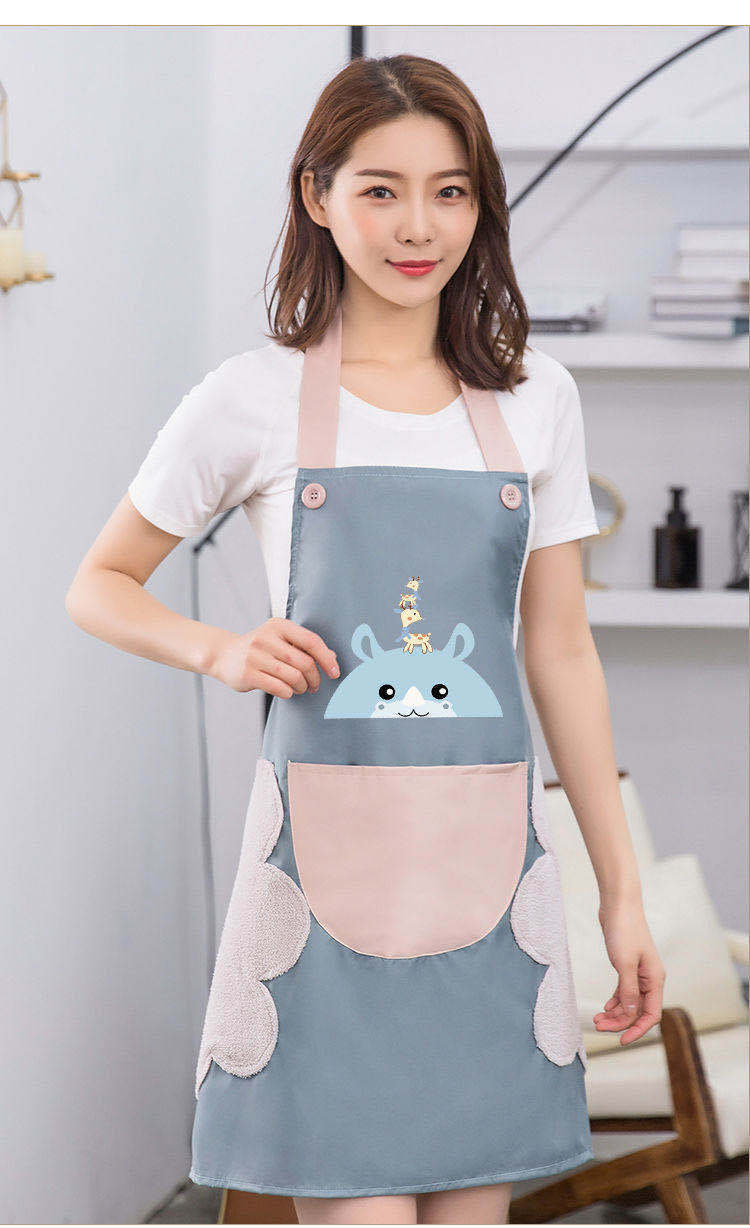 Household Erasable Hand Apron Female Kitchen Waterproof Oil-Proof Fashion Apron Adult Chef Cooking Work Overclothes Male