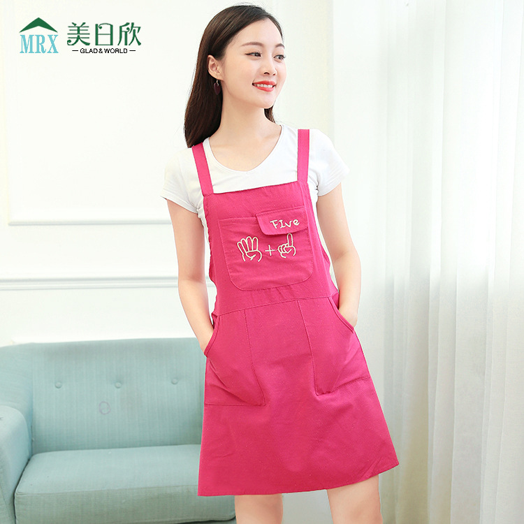 Boutique Apron Pure Cotton Featured Apron Kitchen Household Sleeveless Apron Factory Direct Sales Printing Advertising Apron