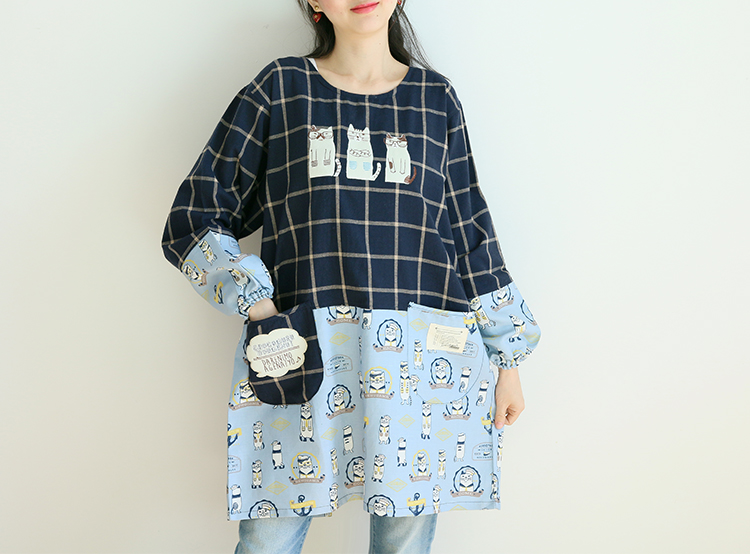 Daily Order Cartoon Kitchen Work Sleeved Apron Long Sleeve Cotton Korean Style Cute Overclothes Bib Long Sleeve Apron Daily Order Cartoon Kitchen Work Sleeved Apron Long Sleeve Cotton Korean Style Cute Overclothes Bib Long Sleeve Apron