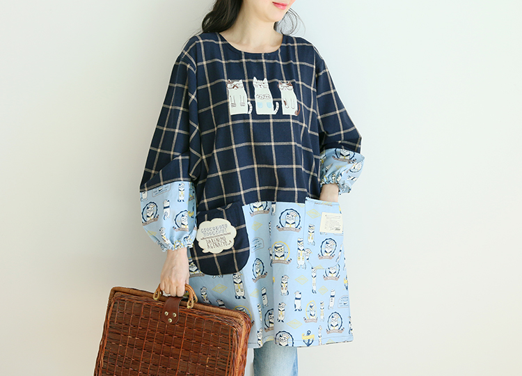 Daily Order Cartoon Kitchen Work Sleeved Apron Long Sleeve Cotton Korean Style Cute Overclothes Bib Long Sleeve Apron Daily Order Cartoon Kitchen Work Sleeved Apron Long Sleeve Cotton Korean Style Cute Overclothes Bib Long Sleeve Apron