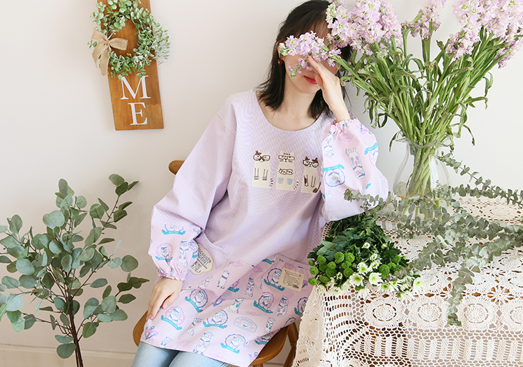 Daily Order Cartoon Kitchen Work Sleeved Apron Long Sleeve Cotton Korean Style Cute Overclothes Bib Long Sleeve Apron Daily Order Cartoon Kitchen Work Sleeved Apron Long Sleeve Cotton Korean Style Cute Overclothes Bib Long Sleeve Apron