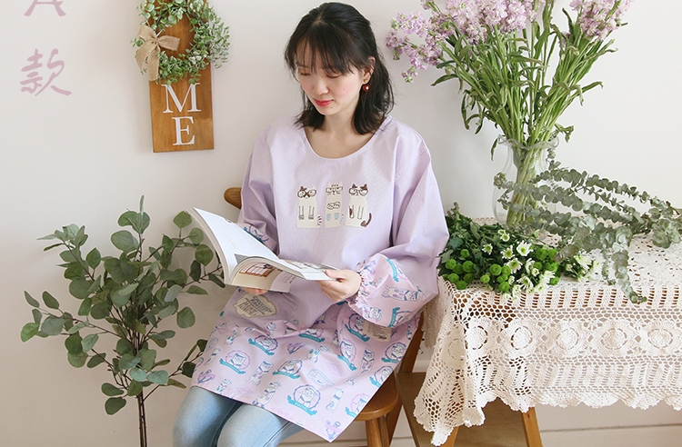 Daily Order Cartoon Kitchen Work Sleeved Apron Long Sleeve Cotton Korean Style Cute Overclothes Bib Long Sleeve Apron Daily Order Cartoon Kitchen Work Sleeved Apron Long Sleeve Cotton Korean Style Cute Overclothes Bib Long Sleeve Apron