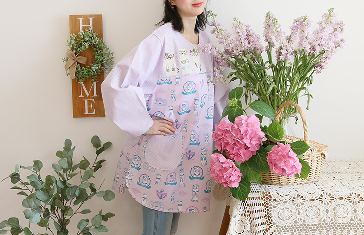 Daily Order Cartoon Kitchen Work Sleeved Apron Long Sleeve Cotton Korean Style Cute Overclothes Bib Long Sleeve Apron Daily Order Cartoon Kitchen Work Sleeved Apron Long Sleeve Cotton Korean Style Cute Overclothes Bib Long Sleeve Apron
