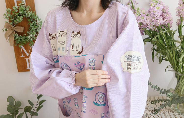 Daily Order Cartoon Kitchen Work Sleeved Apron Long Sleeve Cotton Korean Style Cute Overclothes Bib Long Sleeve Apron Daily Order Cartoon Kitchen Work Sleeved Apron Long Sleeve Cotton Korean Style Cute Overclothes Bib Long Sleeve Apron