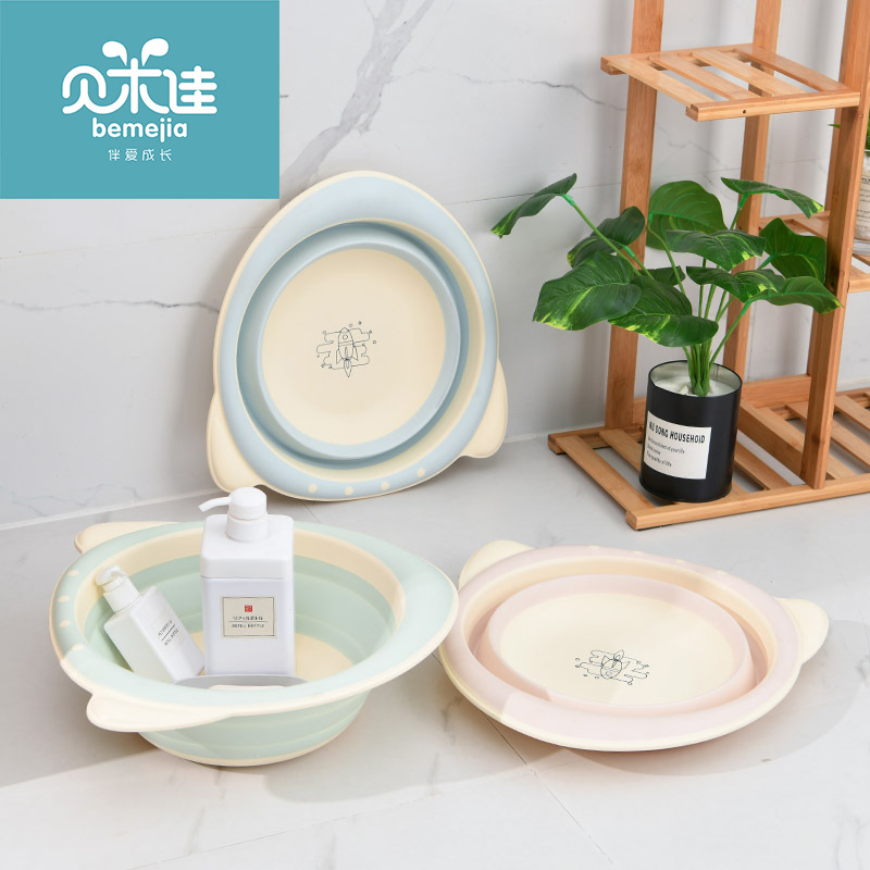 Children&#039;s Cute Cartoon Rocket Pattern Folding Basin Home Travel Easy to Carry and Not Easy to Deform Plastic Wash-Basin