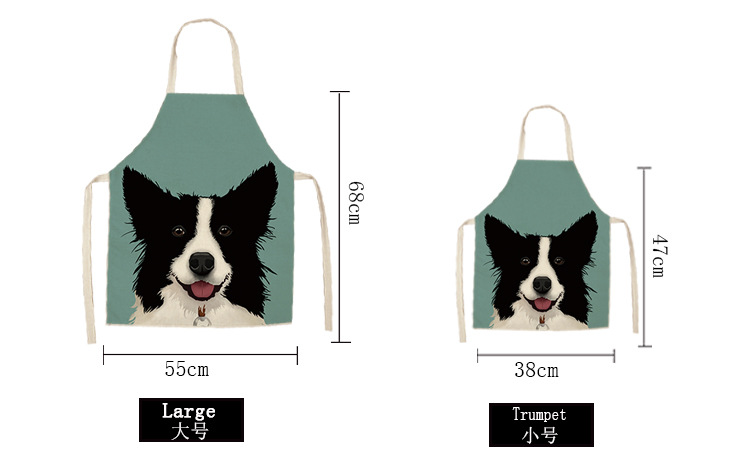 New Korean Style Linen Thin Sleeveless Apron Cute Dog Pattern Animal Cartoon Summer Adult Overclothes Kitchen