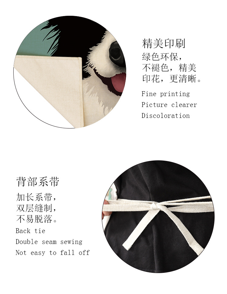 New Korean Style Linen Thin Sleeveless Apron Cute Dog Pattern Animal Cartoon Summer Adult Overclothes Kitchen