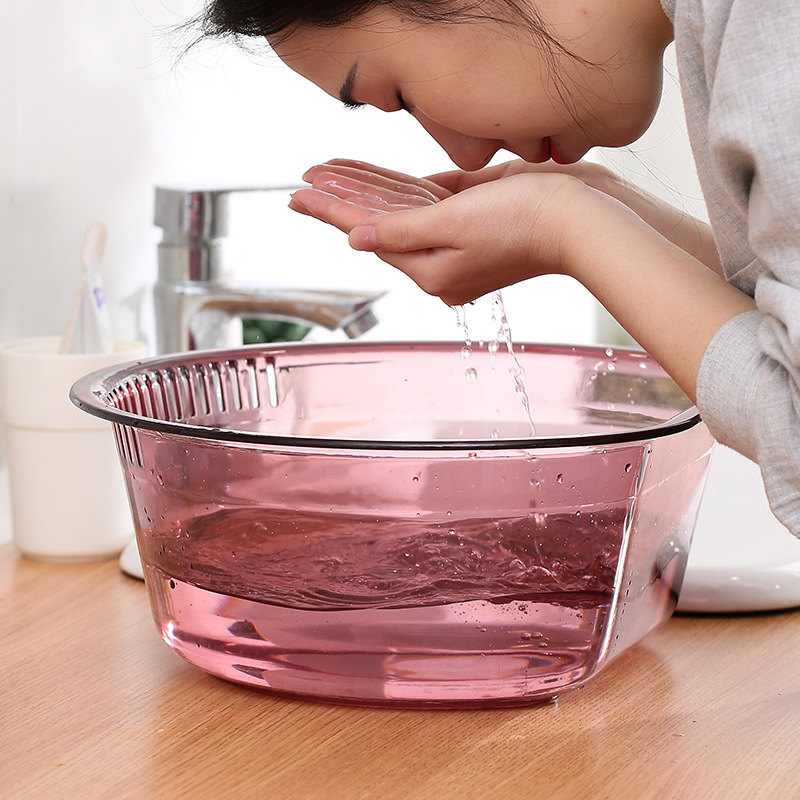 D-Type Transparent Plastic Washbasin Household Baby Laundry Basin Large Thickened Durable for Students Beauty