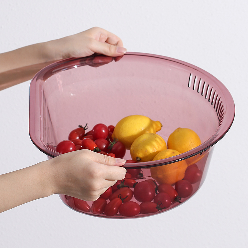 D-Type Transparent Plastic Washbasin Household Baby Laundry Basin Large Thickened Durable for Students Beauty