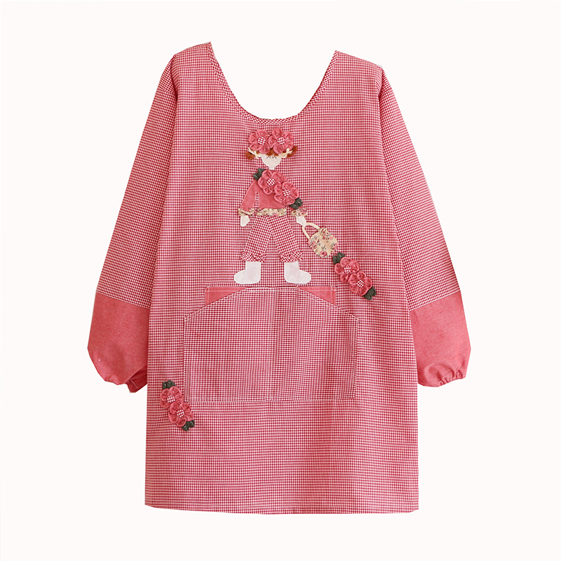 Korean Style Cute Fashion Oil-Proof Bib Overclothes Baking Floral Coffee Shop Painting Work Clothes Long Sleeve Apron